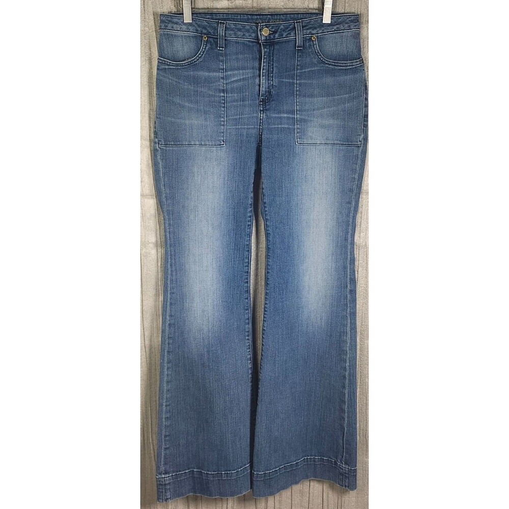 Michael Kors Wide Leg Deep Pocket Jeans Utility Stretch 35 in Tall Premium Denim